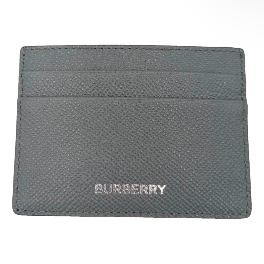 Burberry Sandon Card Case Wallet Embossed Logo Leather Storm Grey *NWT*